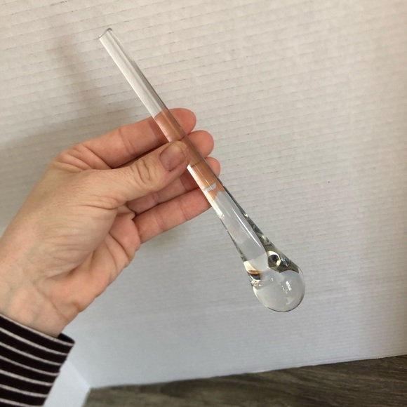 Hand Blown Clear Glass Cocktail Stir Stick - Picture 8 of 8